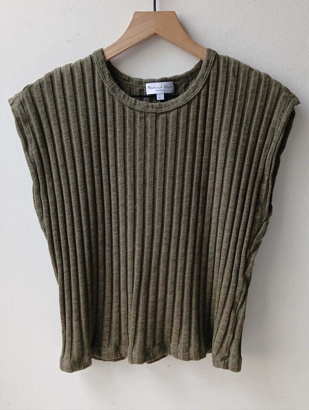 Michael Stars Ribbed Sleeveless Top Dark Green Women's Large